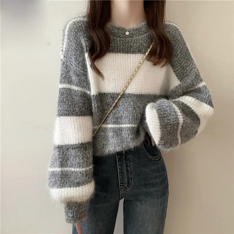 

Women's Striped Casual Fashion Loose Sweater