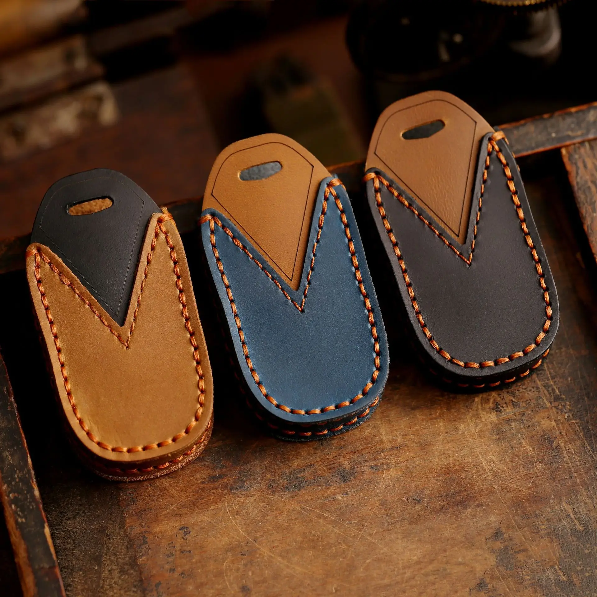 Luxury Leather Key Fob Cover: Anti-Scratch, Shockproof Protection with Metal Ring