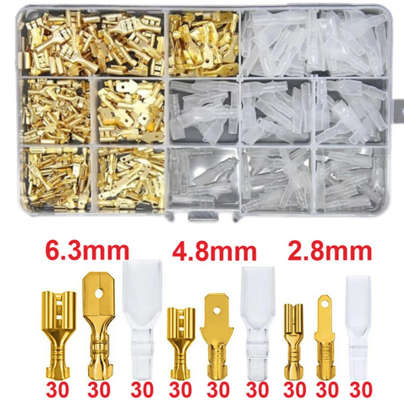 

C3 270PCS Box Insulated Male Female Wire Connector 2.8/4.8/6.3mm Electrical Crimp Terminals Termin Spade Connectors Assorted Kit