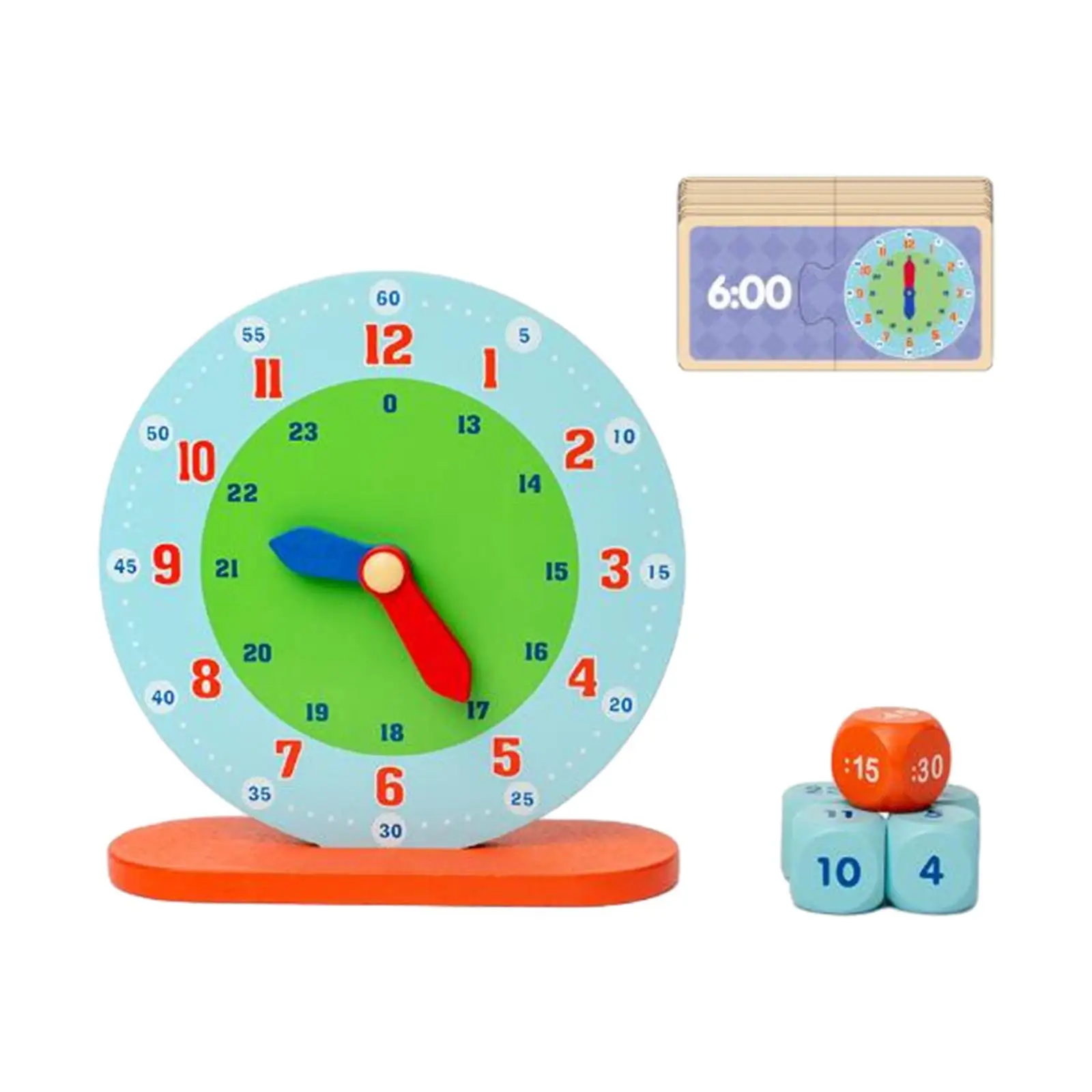 Wooden Montessori Clock Toy for Kids, Educational Time Activity Set Teaching Aids for Homeschool Supplies Kids