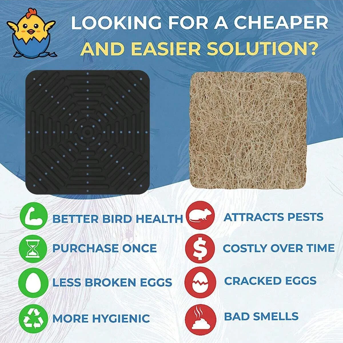1pc-Washable, soft and durable chicken nest mat, reusable, portable chicken coop accessory