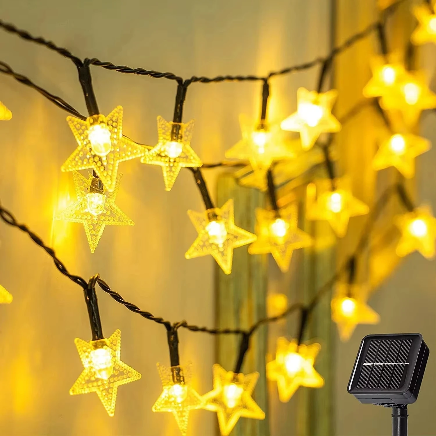Solar-Powered Twinkling Star Fairy Lights - Waterproof Outdoor Decoration
