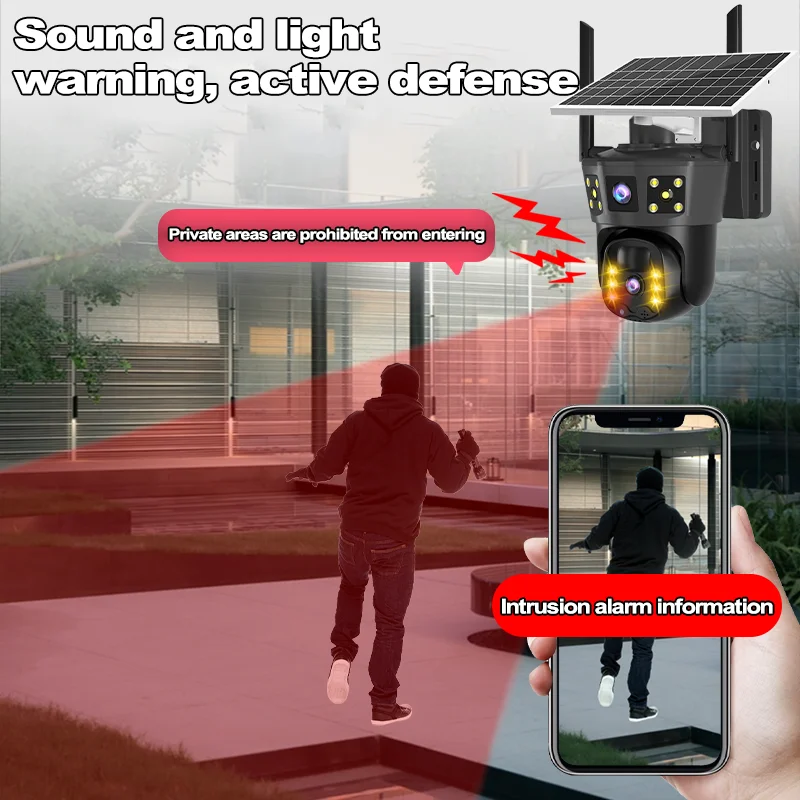 4G Solar Camera Outdoor PTZ 4MP Low Power Battery IP Camera Full color night vision  V360Pro APP CCTV Security Protection