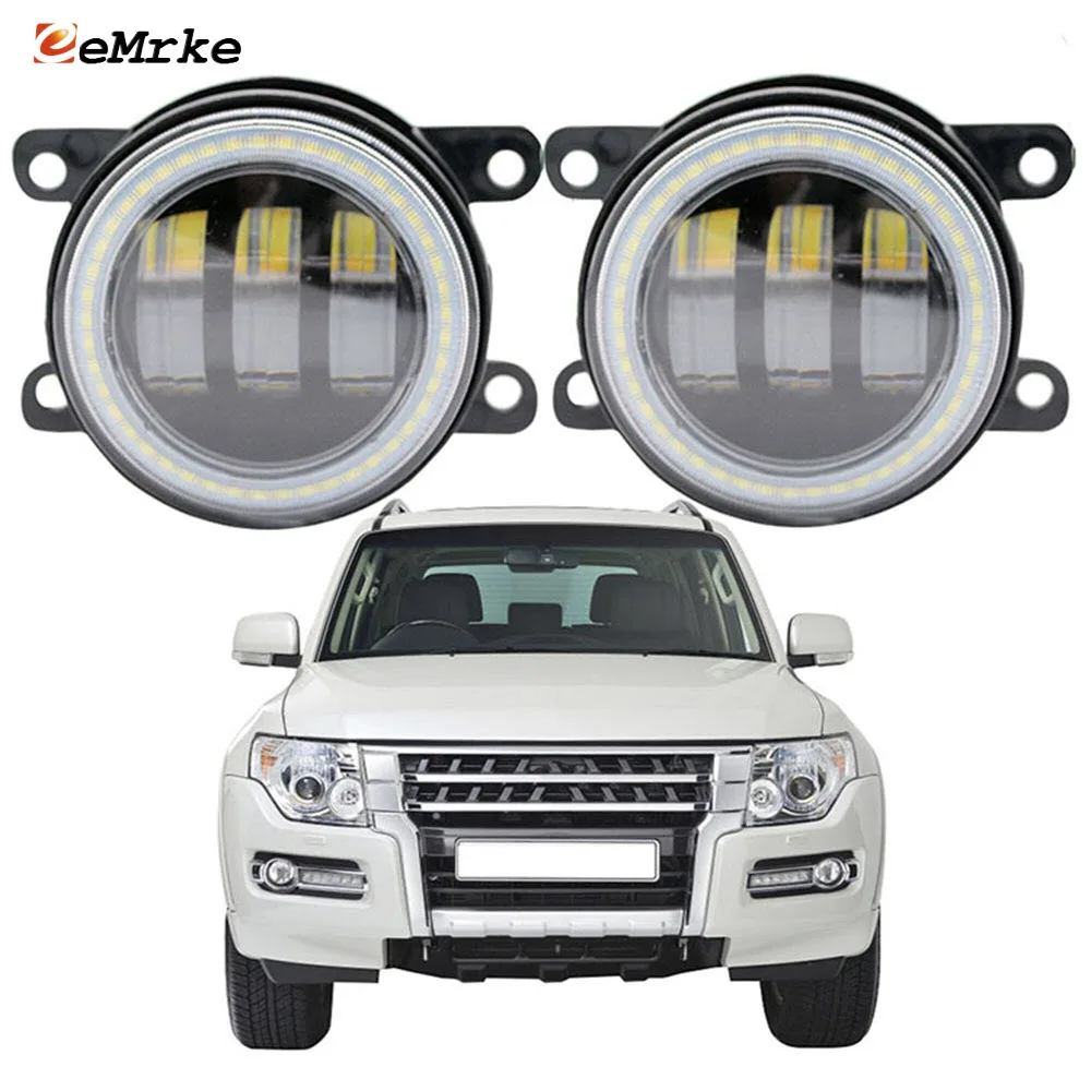 

2-Pcs Led Angel Eye DRL for Mitsubishi Pajero Montero Shogun 2015 2016 2017 2018 2019 Car Fog Light Lens Daytime Running Lights