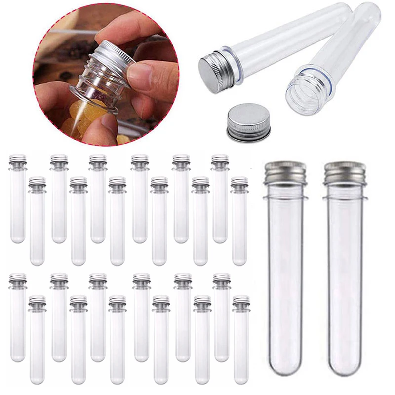 

60Pcs40ml Clear Plastic Test Tubes with Screw Caps Multi- Purpose Plastic Vials Containers for Party Candy Storage Cases