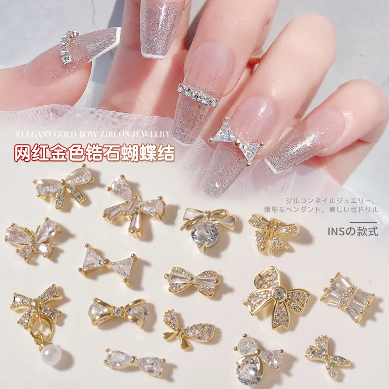 

5 Pcs Luxury Shiny Zircon Bowknot 3D Nail Art Decorations Crystal Diamonds Jewelry Manicure Design Accessories