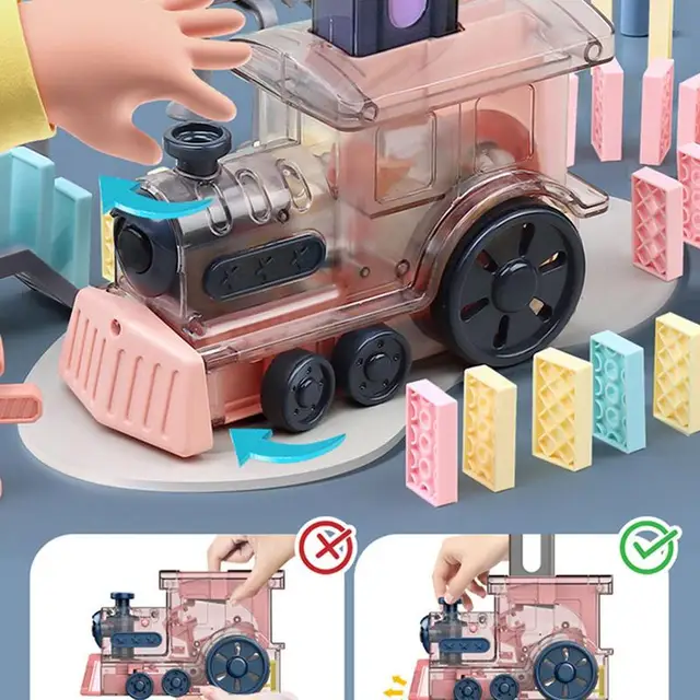 Kids Dominos Set Small Automatic Electric Trains Creative Domino Machine With Lights And Sound Toddler STEM Toys Fun 4