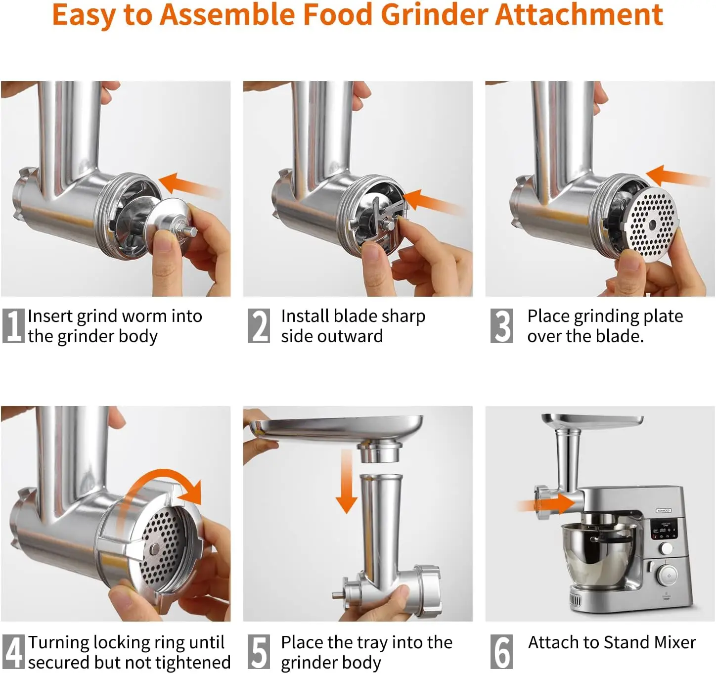 Stand Mixer Attachment Set para Cozinha, Moedor de Alimentos, Ferramentas de Moagem, Fit para Kenwood Chef, Chef XL, KVC, KVL, kMix, Novo