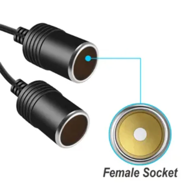 Car Cigarette Lighter Power Adapter Jumper Splitter Female Socket Plug Extension Cord Cable 12V 24V 1 to 2 cigarette lighter charger,car cigar lighter seat,cigar lighter mother seat