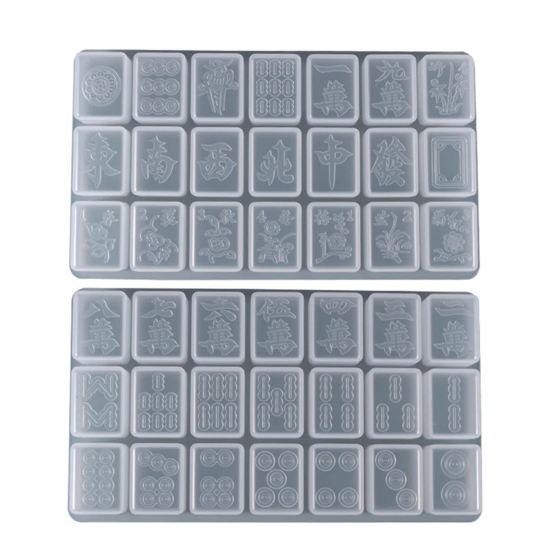 

Chinese Mahjong Tiles UV Crystal Epoxy Resin Mold DIY 21 Cavities Dominoes Mould