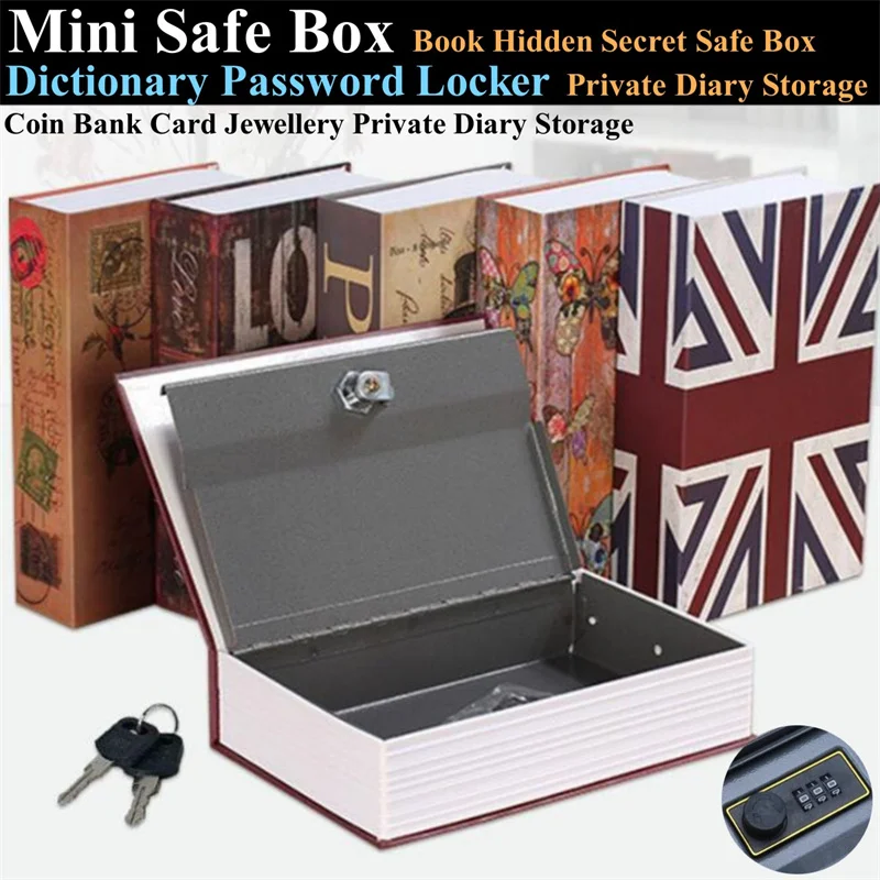 

Student Gift Dictionary Mini Safe Box Book Hidden Secret Key Lock Coin Bank Card Jewellery Private Diary Storage Password Locker