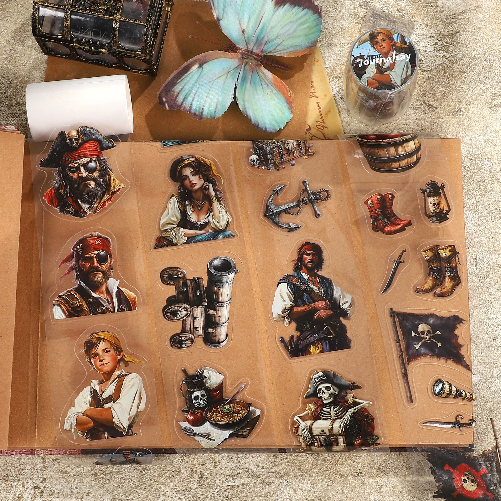 60mm*200cm 트레져 베이 시리즈 빈티지 캐릭터 성 풍경 PET 테이프 크리에이티브 DIY 저널 재료 콜라주 문구류