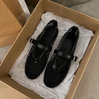 In Summer, Wear Round Toe, Straight Buckles, Casual and Comfortable, Women's Flats, Cut-out Mary Jane Single Shoes,fishnet Shoes 5