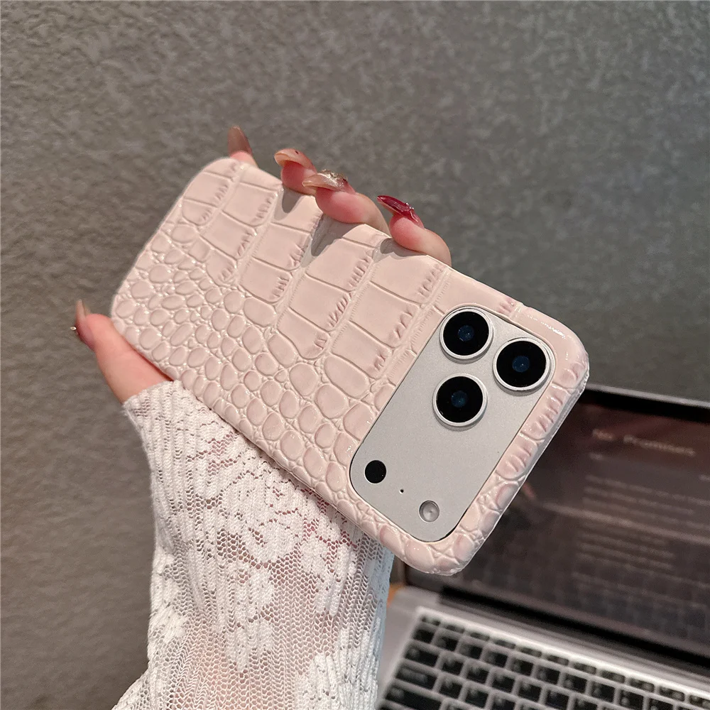 ตัวเลือกสินค้า เคส iPhone 17 Pro PU ลายจระเข้ หรูหรา ครึ่งหุ้ม