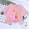 2024 Kawaii Barbie Children Short Sleeves Anime Cartoon Girls Boys Round Neck T-Shirt birthday gift Y2K Kids Clothes Streetwear 6