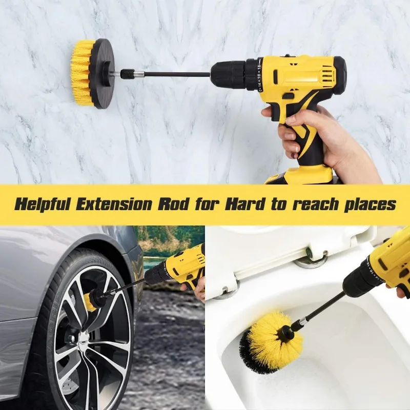 Electric Scrubber Brush Drill Brush Kit Plastic Round Cleaning For Carpet Glass Car Tires Nylon Brushes