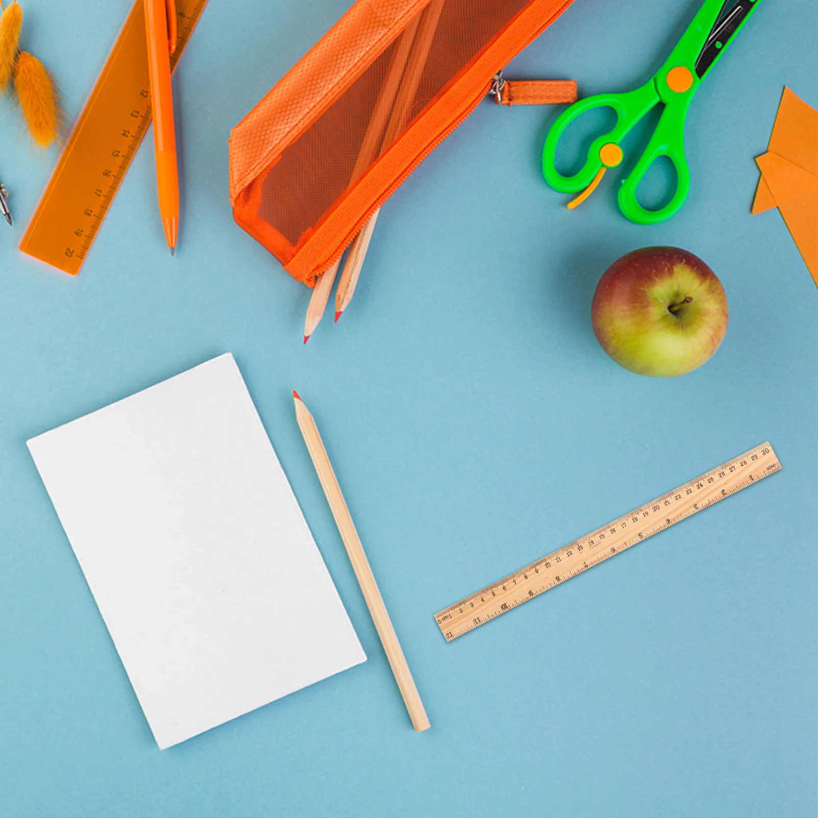 20Pcs 나무 측정 자, 강력한 내구성, 가벼운 휴대용 직선 자, 학생, 엔지니어, 예술가용