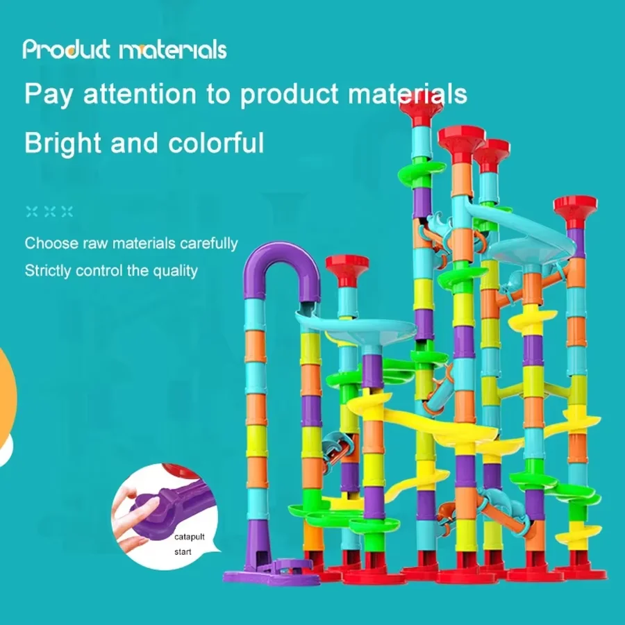 DIY Construction Ball Bearing Run Race Track Building Blocks Kids 3D Maze Ball Roll Toy Children Festival Gift 45/142/197PCS Set
