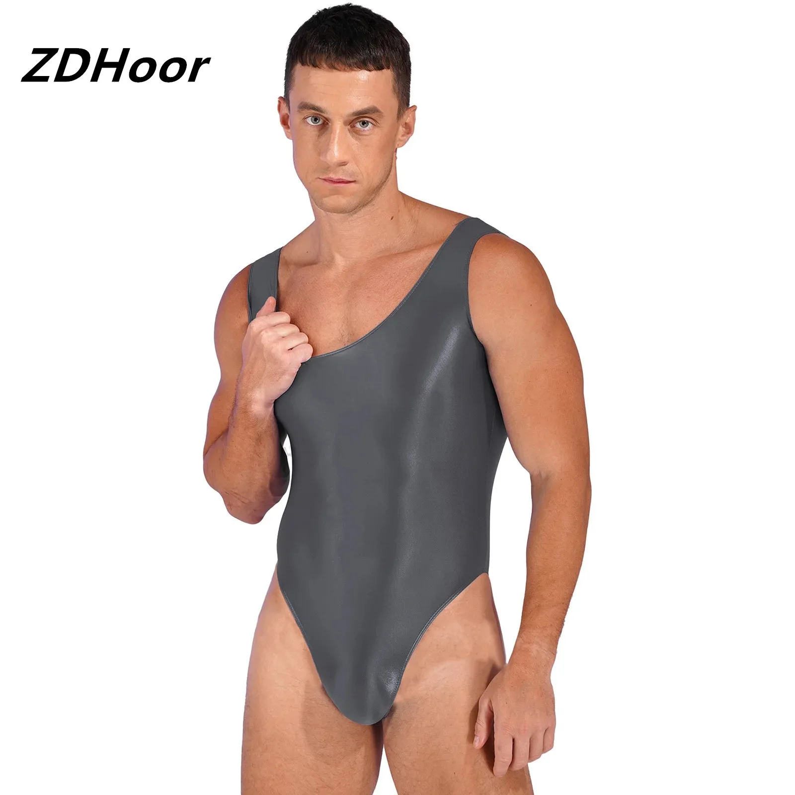 Mens Pool Party Swimsuit Backless Bodysuit High Cut Sleeveless Leotard for Sports Workout Yoga men swimsuit