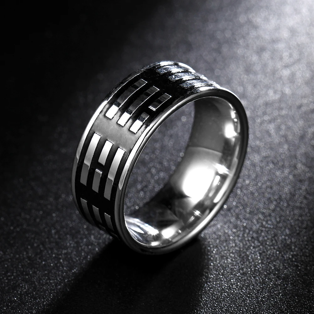 MOREDEAR 8MM Titanium Rings for Men and Women Birthday Gift triangular pattern discredit Ring 