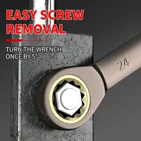 Набор гаечных ключей с храповым механизмом двойного назначения, 72 зуба, вращение на 180 градусов, 12/6 шт. — изображение 6