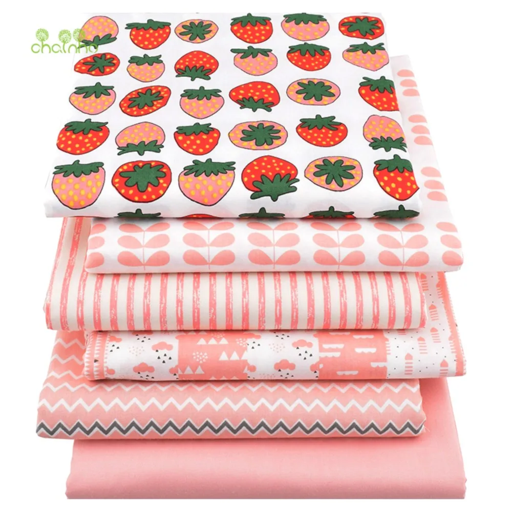 Chainho,Printing Twill Weave Cotton Fabric,DIY Quilting Sewing Material,Patchwrok Cloth,Pink Series,2 Specification,CC225