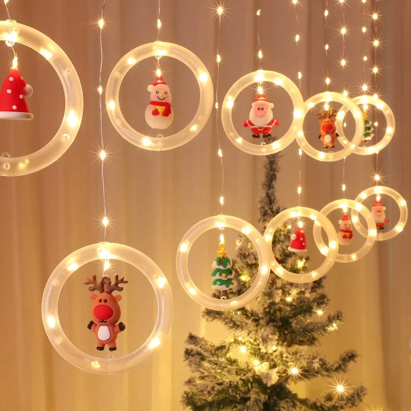 

3M Santa Claus Snowman Curtain Light Outdoor Window Curtain Fairy Light String Christmas Garland Light for Home Room Decor