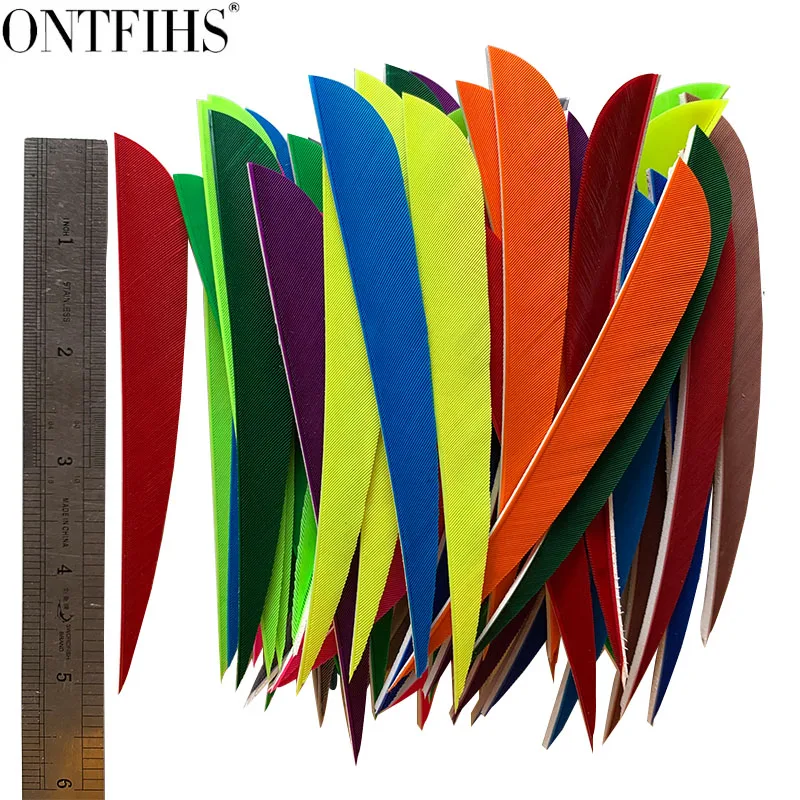 50Pcs 5Inch Water Drop Fletching Arrow Feathers Carbon Archery Fletching Turkey Real Feather Vanes Archery DIY Accessories 50pcs archery rubber feather 2inch arrow feathers vanes fletching diy carbon aluminum arrow hunting bow shooting accessories