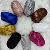 Soft Colorful Metallic Cloth Yarn Golden Silver Polyester Cloth Crochet Woven Yarn DIY Hook Knit Thread Material 100g X5569 1