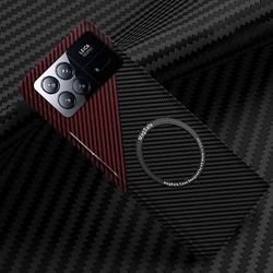 Magnetic Ultra Slim Matte Hard Case with Carbon Fiber Texture - Premium Protective Phone Cover for Xiaomi Mix Fold3 (Black and red)