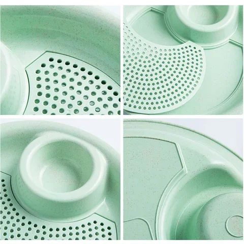 

Plastic Creative Dumpling Plate with Vinegar Plate Round Dinner Plate Double Layer Dumpling Plate Kitchen Drainable Fruit Basket