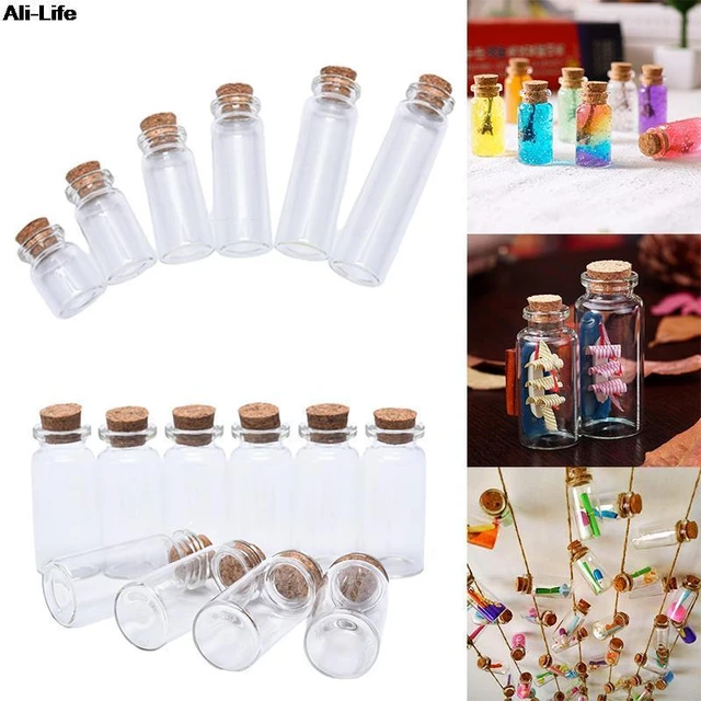 Yesbay 10pcs Cute Mini Clear Cork Stopper Glass Vials Jars Containers  Wishing Bottles-Random