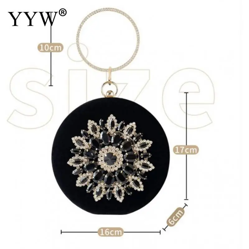 Vintage Velvet Floral Woman Clutch Bag Evening Bag Round Bag Luxury Design Exquisite For Ladies Girls Wedding Party Bag Purse