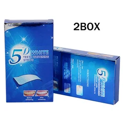 Advanced 5D Teeth Whitening Strips - Gel Stain Remover for Oral Hygiene & Dental Care (5D 14pair 28stickers)