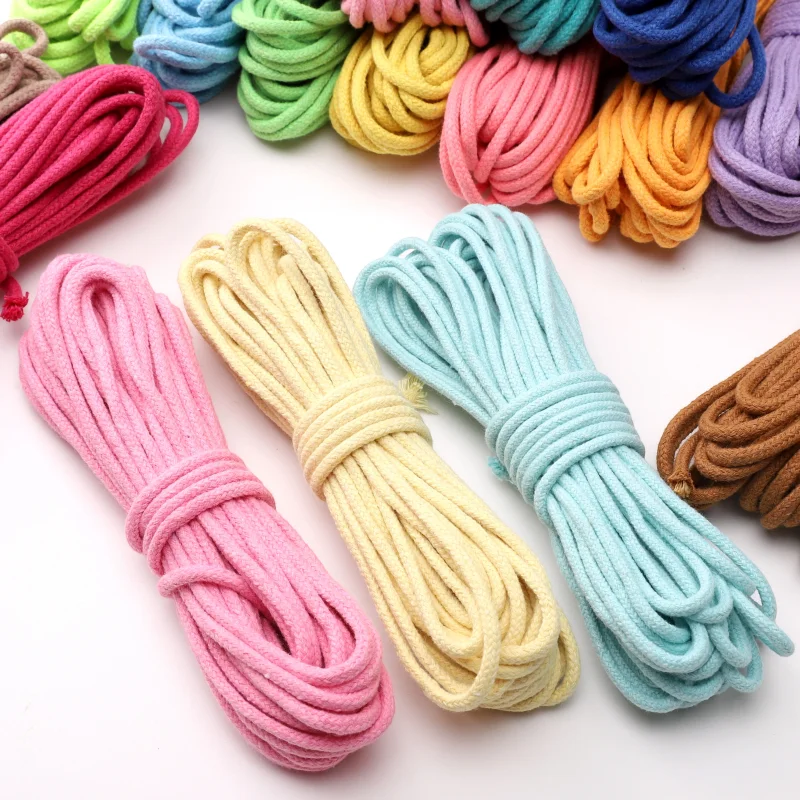 4mm 10m Core Spun Cotton Solid Color Braided Rope for DIY Tapestry ...