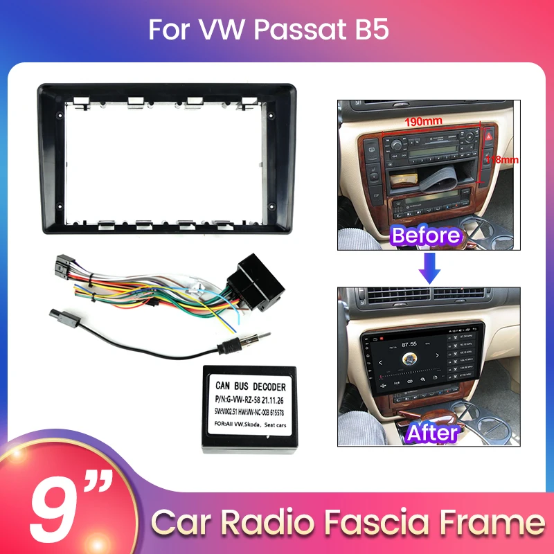 

High Quality Wiring Harness for VW Passat B5 B6 9 INCH Radio Player with Cable Fascial Frame Dashboard Kits