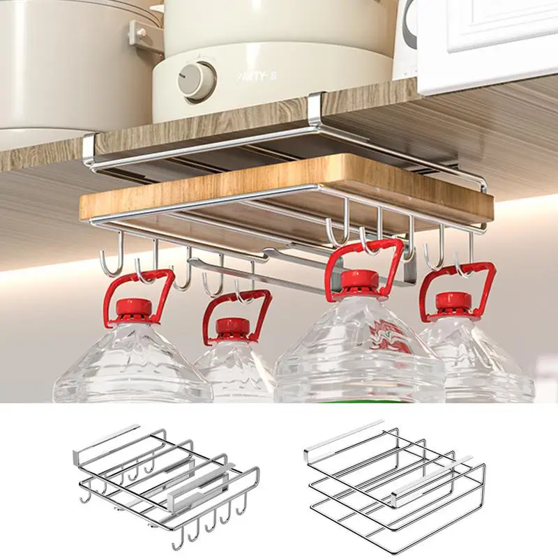 

Cutting Board Organizer Under Kitchen Cabinet Hanging Organizer Multifunctional Stainless Steel Cutting Board Rack with Hook