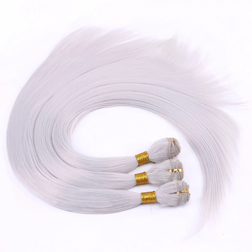 22 inch 2piece/lot Cosplay synthetic hair extension high temperature tissage fiber grey pink yellow red straight hair bundles