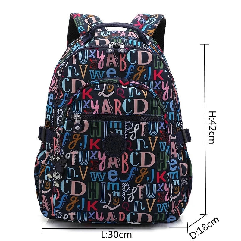 High Quality Flower Letter Pattern Fashion Casual A4 Women Men School Backpack 15.6'' 14'' Laptop Lightweight Travel Bag M1983 6