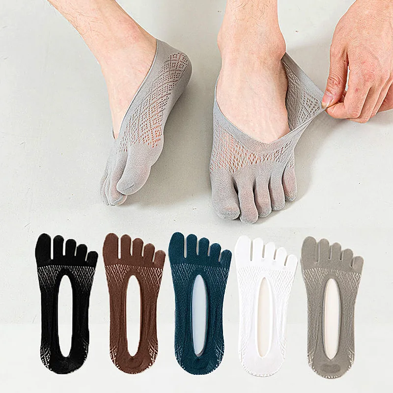 

Men's Five Finger Boat Socks Sports Running Invisible Silk Socks Fitness Yoga Socks Shallow Mouth Split Toe Socks