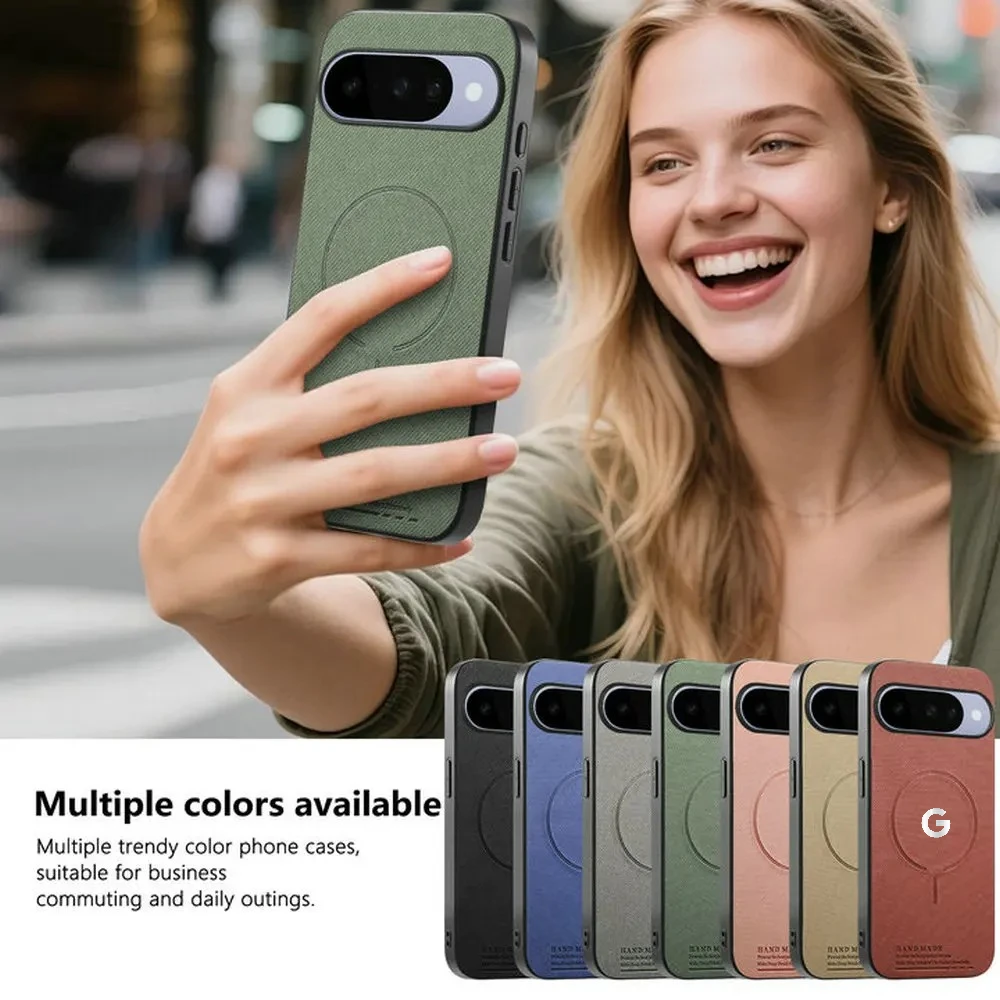 Minimalist Leather Magnetic Case with Shockproof TPU Bumper for Business Professionals