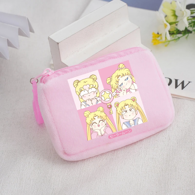 Sailor Moon Plush Coin Purse para Crianças, Carteira, Mini Desenhos Animados, Kawaii, Saco De Armazenamento, Cute Kids Handbag, Presentes de Aniversário, Meninos, Meninas