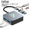 Tebe 4 IN 2 USB 3.2 Hub USB-A+USB-C to USB 3.2 Gen 3.2 /10Gbps USB-C 3.2 Splitter Adapter for Macbook Dell Huawei Xiaomi 1