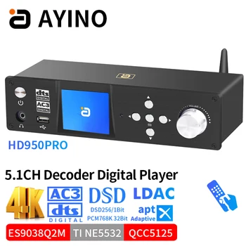 오디오 Atmos ESS9038q2m*3 변환기용 5.1CH DTSHD 디코더 4K HDMI2.0 Qcc5125 Bluetooth5.1 어댑터 DSD PCM768K DAC ARC PCUSB OTG
