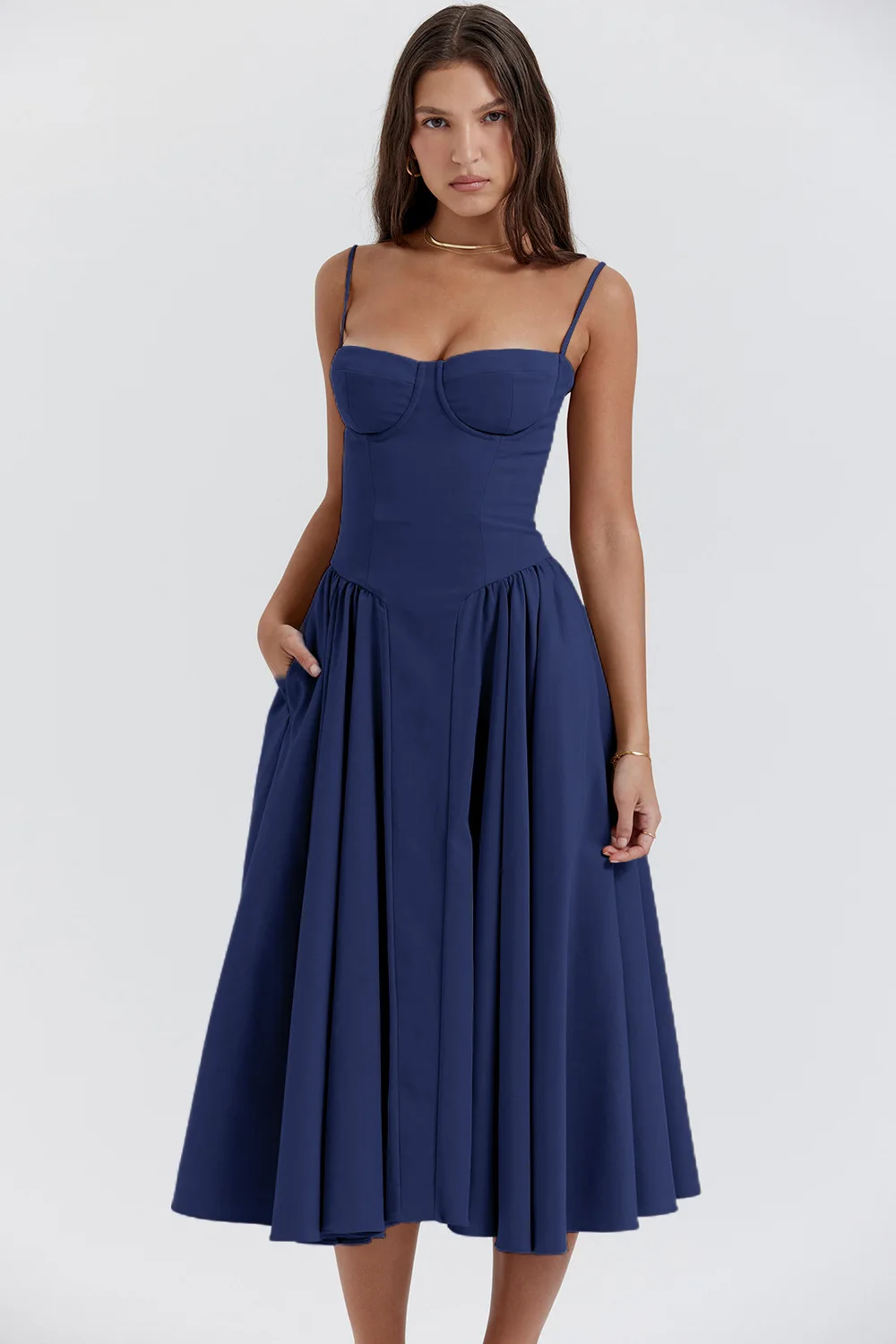 thumbnail image 1 of Vestido de verano 2024 para mujer, estilo retro, estilo palacio, sin tirantes, rojo, 1 of 5