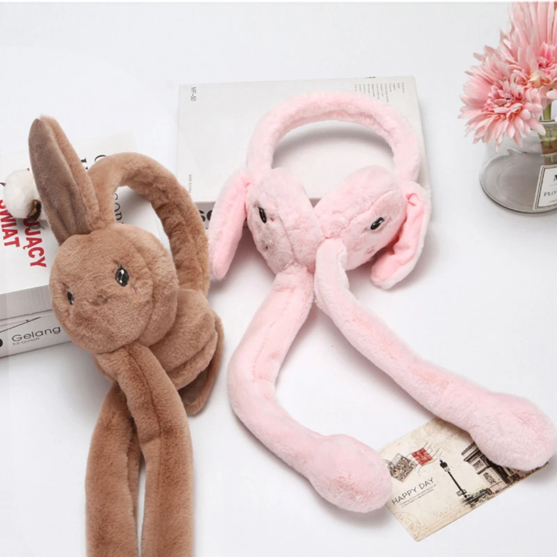 1Pcs New Lady Fluffy Autumn And Winter Earmuffs Cute Warm Move The Air Bag Rabbit Ears Cold Earmuffs, Soft Earmuffs Daily Wear