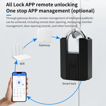 4-in-1 Ways Unlock Smart Padlock TTlock App Waterproof Fingerprint Key 13.56khz RFID Card USB Rechargeable Door Lock Bluetooth 1