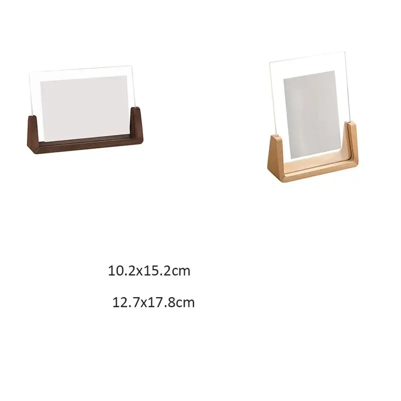Walnut and Beech Acrylic U-Shape Photo Frame - Transparent Desktop Wood Frame for Wedding and Office Decor