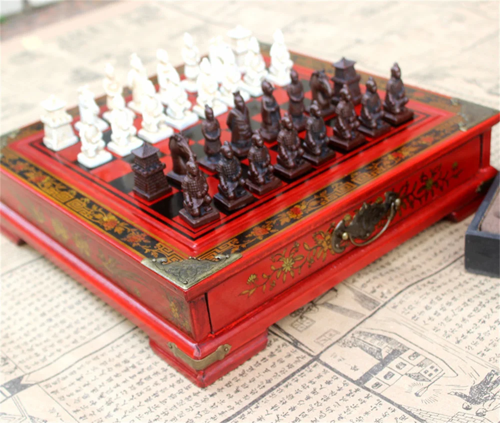 Classic Chinese Terra-cotta Warriors Wooden Board Chess Cartoon Character Board Game Teenage House Party Table Game