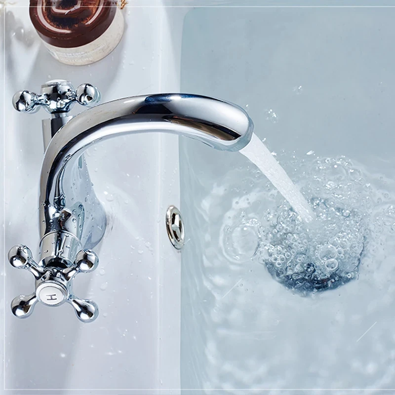 Antique Brass Bidet Shower Basin Faucet Dual Cross Handles Hot Cold Water Mixer Tap Spout Kitchen Bathroom Toilet Water Tap